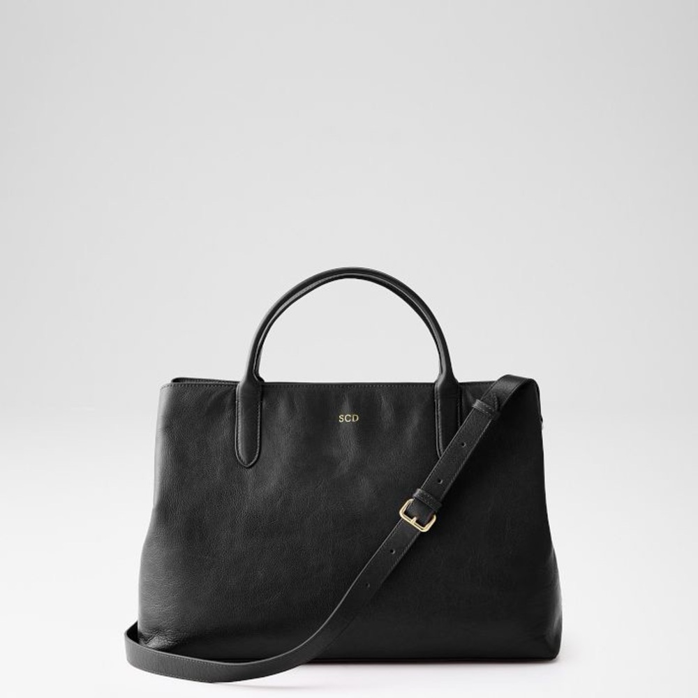 Mark & Graham Black Leather Work Tote